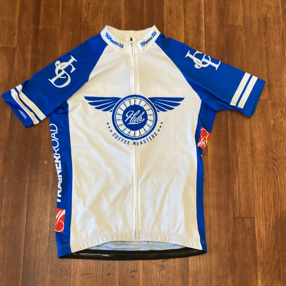 Castelli style Full Zip cycling Jersey breathable rear pockets -1 zip Medium